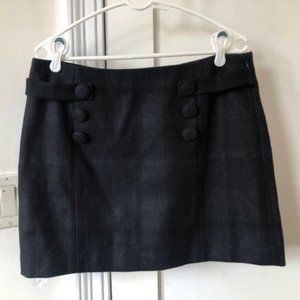 J Crew Black Plaid Wool Mini Skirt
